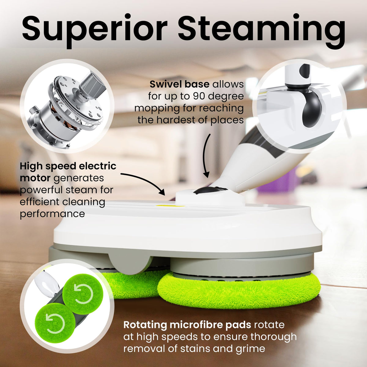 15-in-1 Electric Steam Mop with 3 Steam Modes H3517