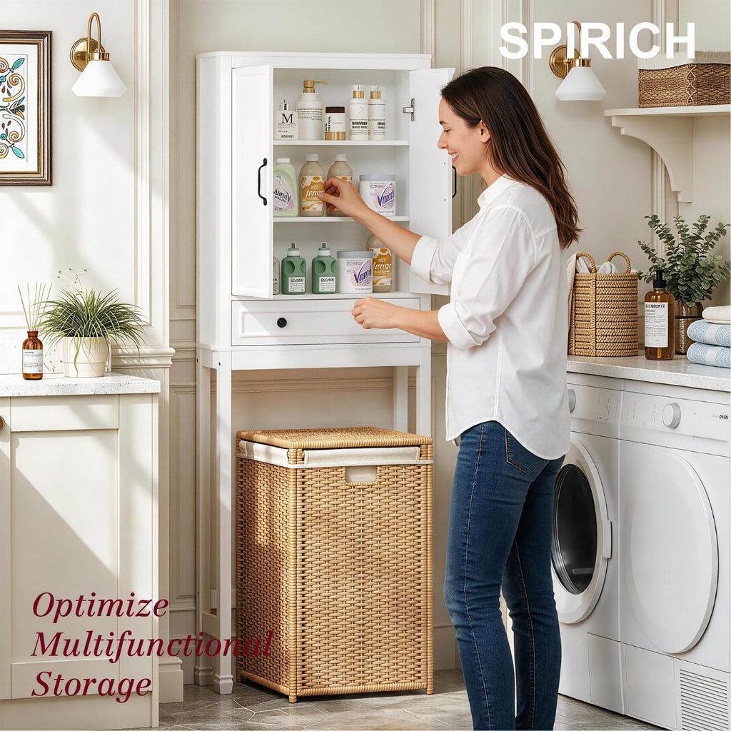 White Over the Toilet Storage Cabinet with Doors O1664