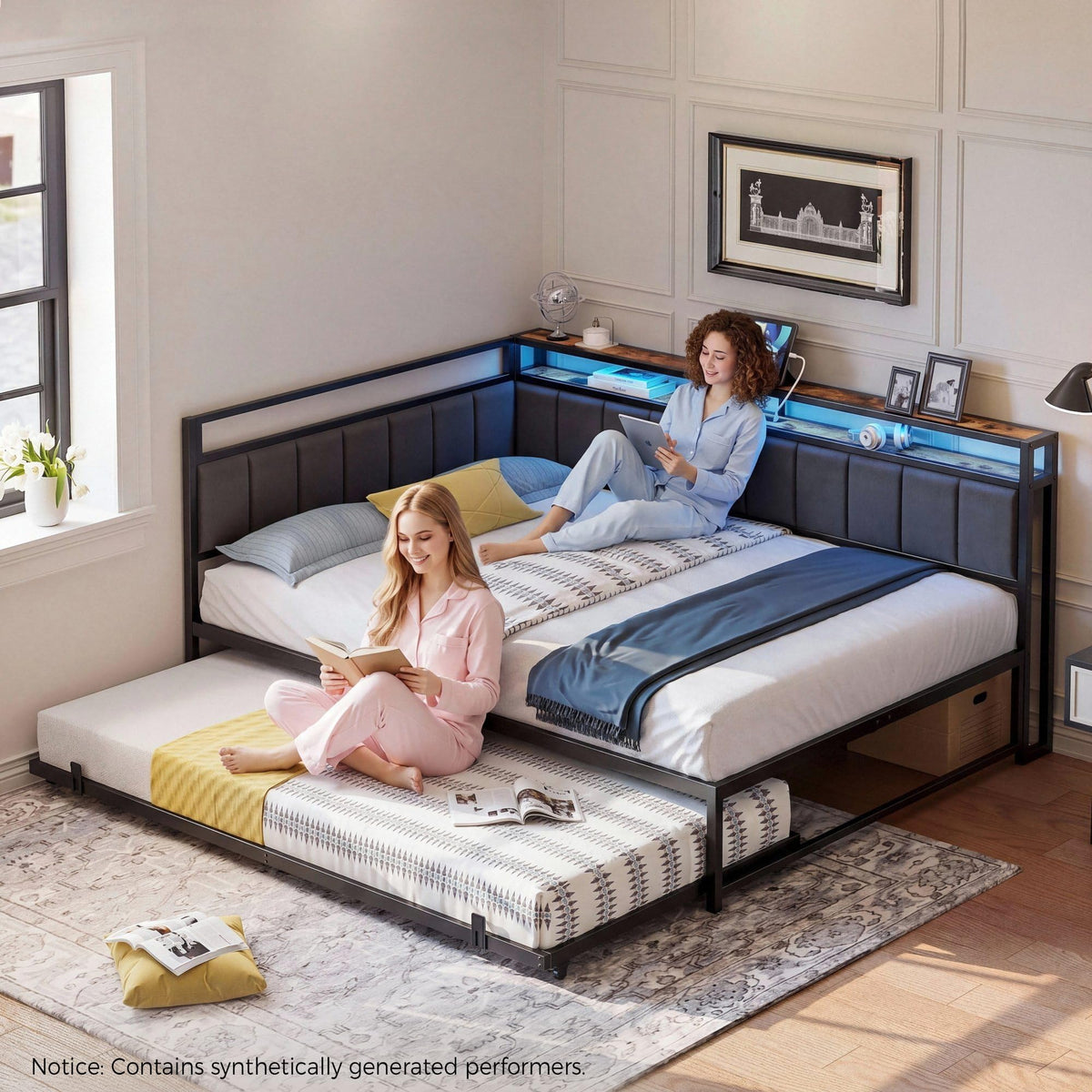 Black Full Daybed with Trundle D3601