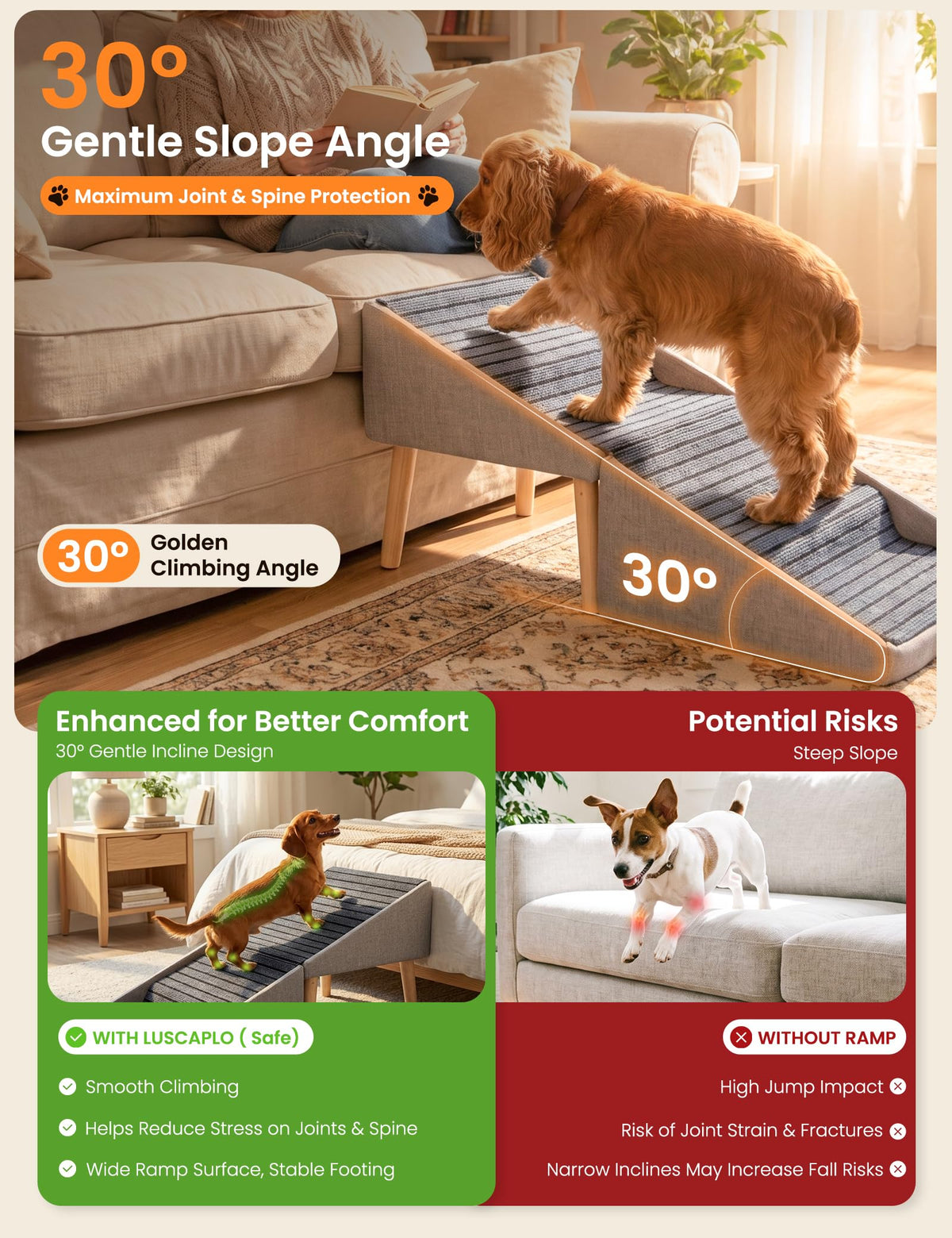 Dog Ramp and Pet Stairs 19" H X206