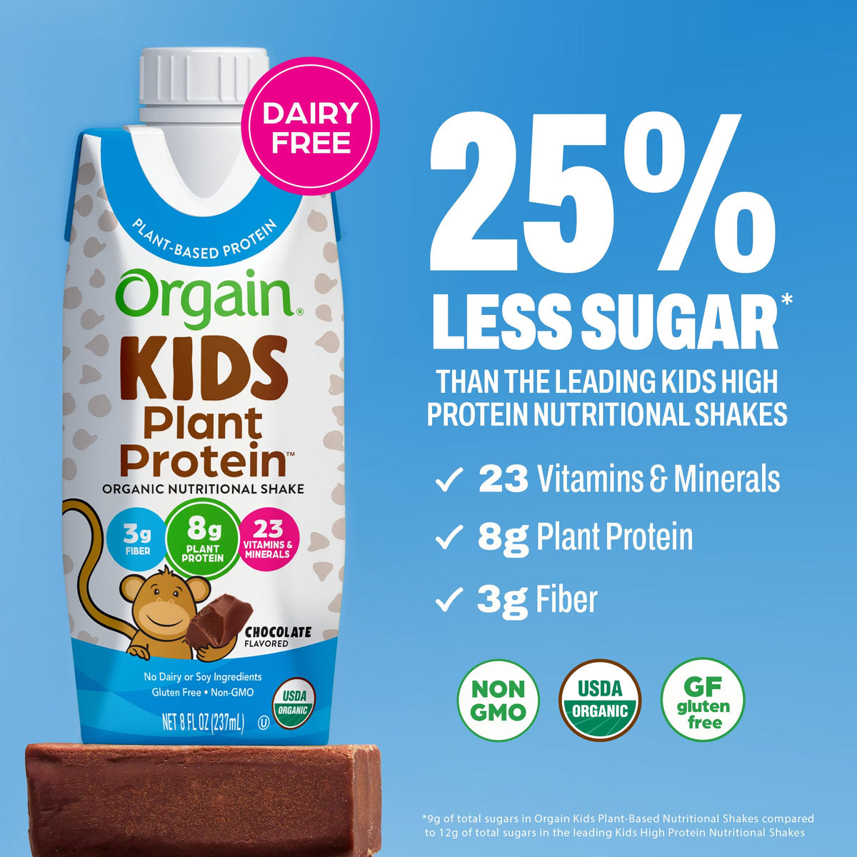 Organic Vegan Kids Protein Shakes Chocolate 8 Fl Oz 12 Pack X5396