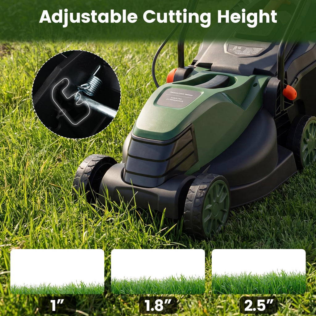 14" Corded Electric Push Lawn Mower with Grass Collection Box U835