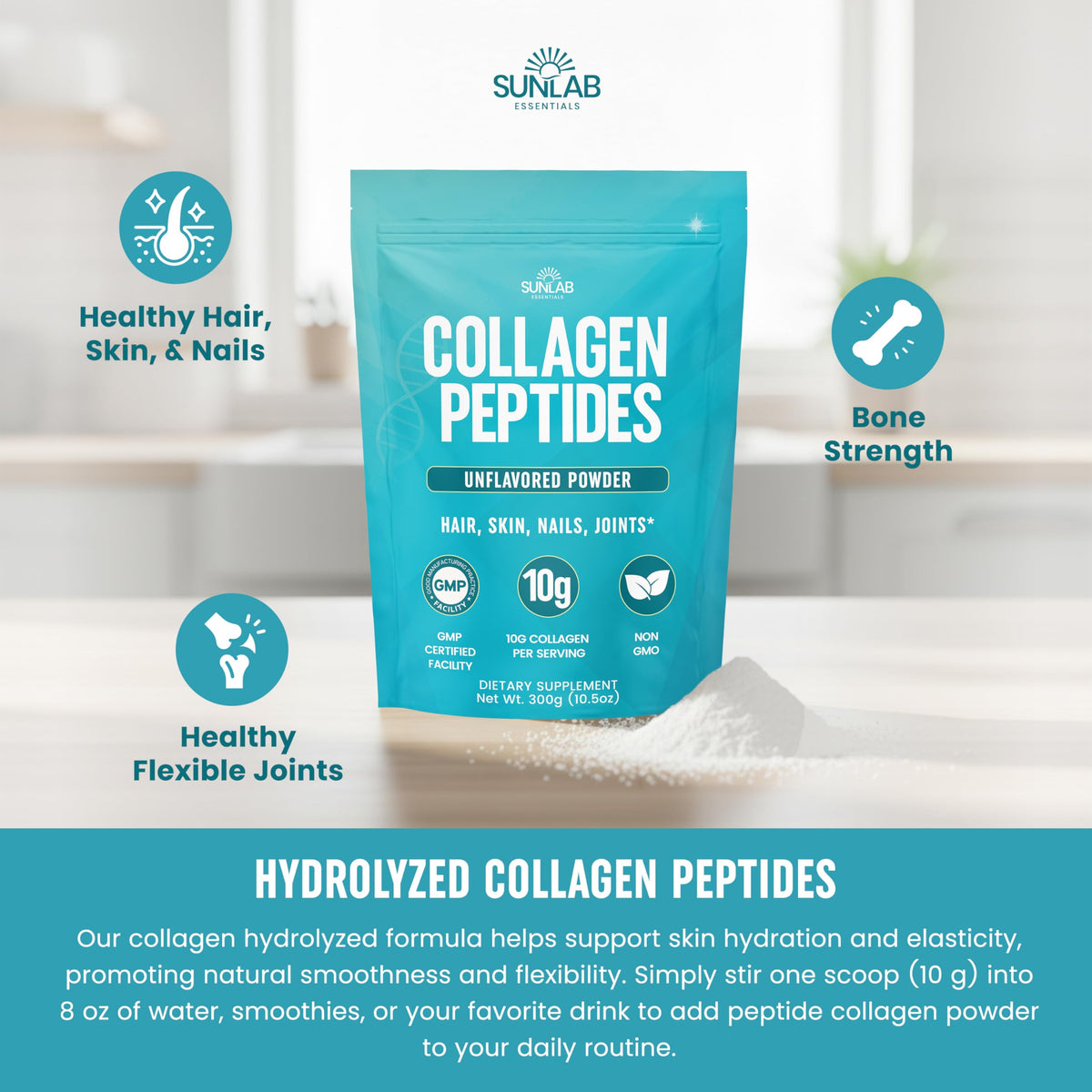 Unflavored Hydrolyzed Bovine Collagen Peptides Powder A833