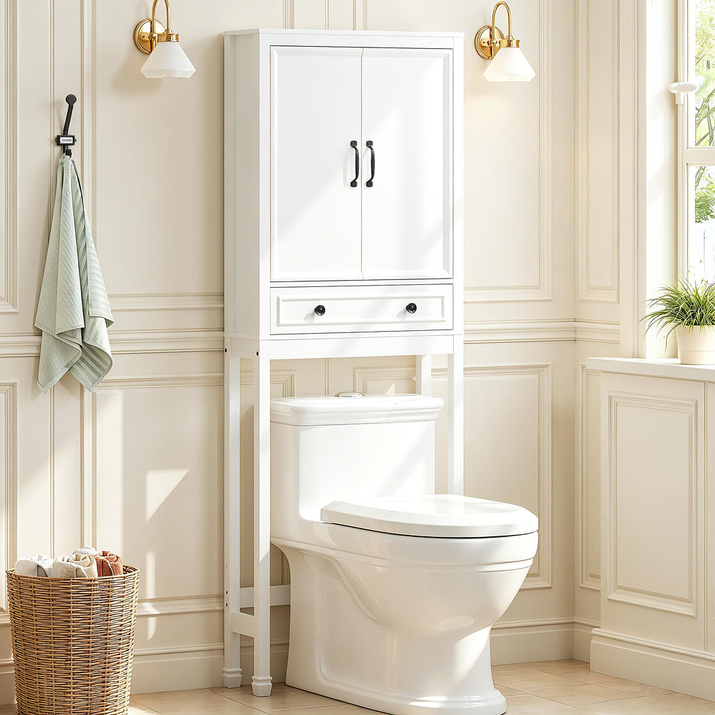 White Over the Toilet Storage Cabinet with Doors O1664