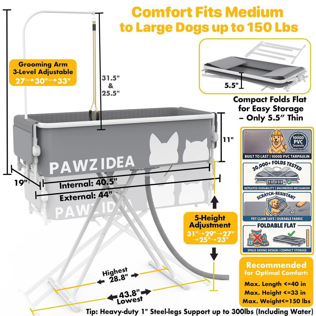 2-in-1 Dog Bathtub & Grooming Table P4362