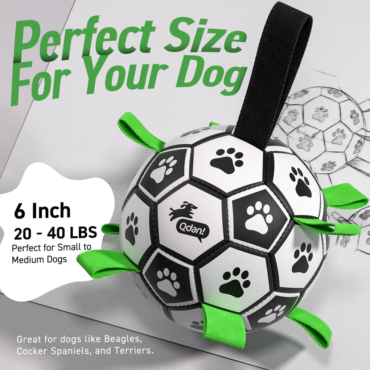 6 Inch Dog Soccer Ball with Straps V32017