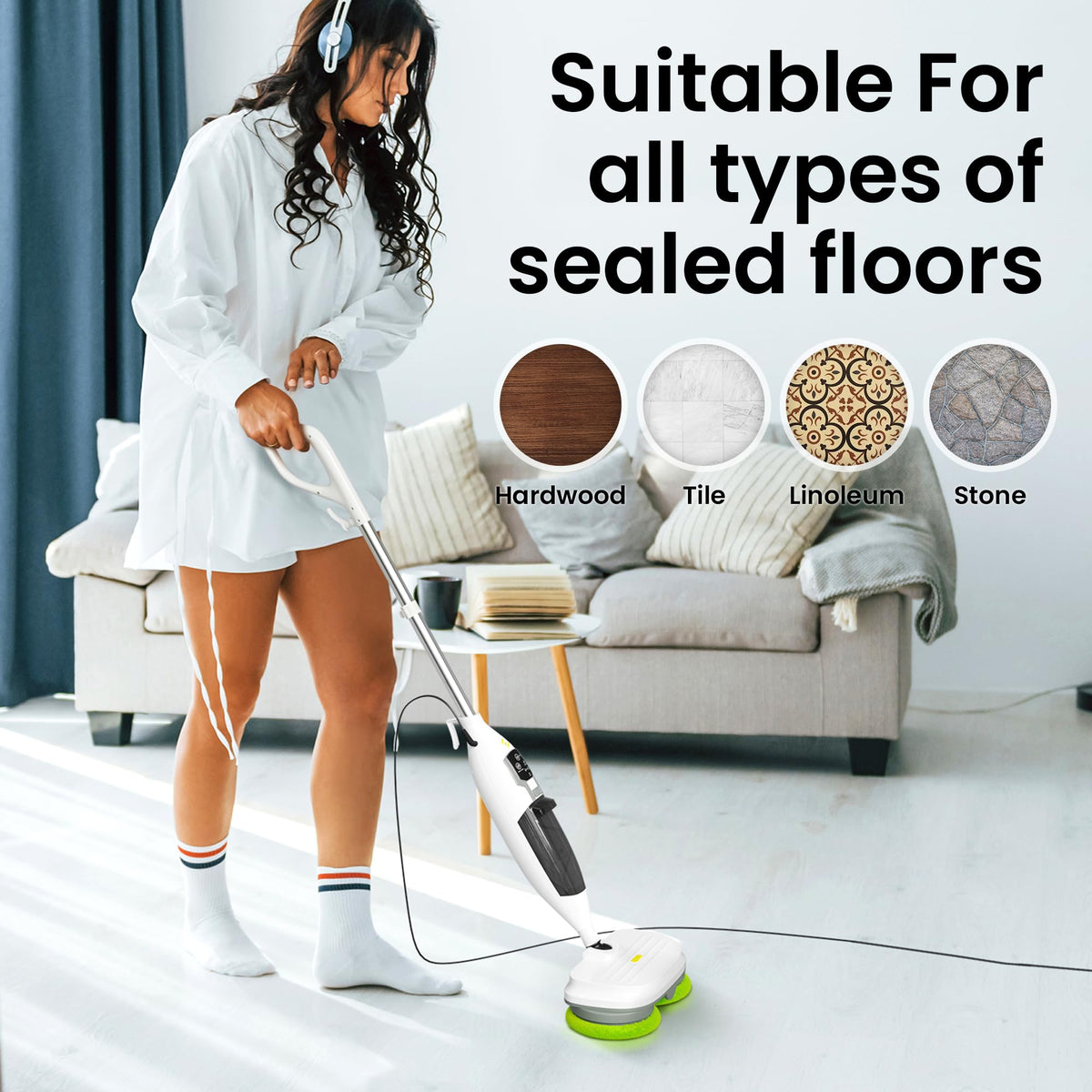 15-in-1 Electric Steam Mop with 3 Steam Modes H3517