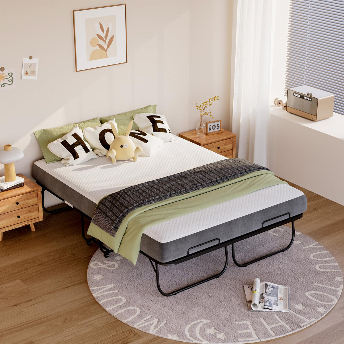 Full Size Folding Bed with Memory Foam Mattress P436