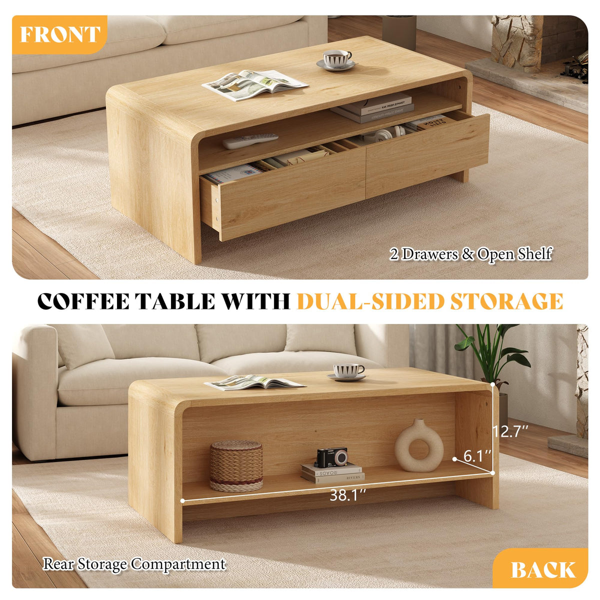 3-Piece Coffee Table Set with 2 End Tables U1554