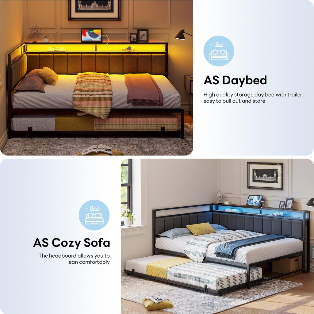 Black Full Daybed with Trundle D3601