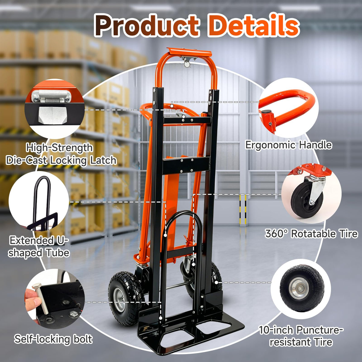 Heavy Duty Convertible Hand Truck with Wheels H611326