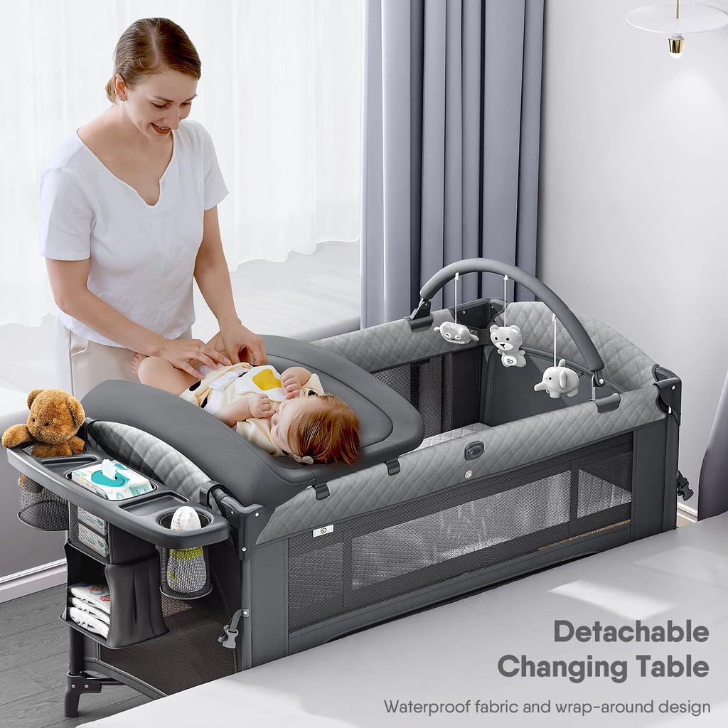 Baby Bassinet, Pack n Play, Bedside Crib Sleeper, Diaper Changer U25331