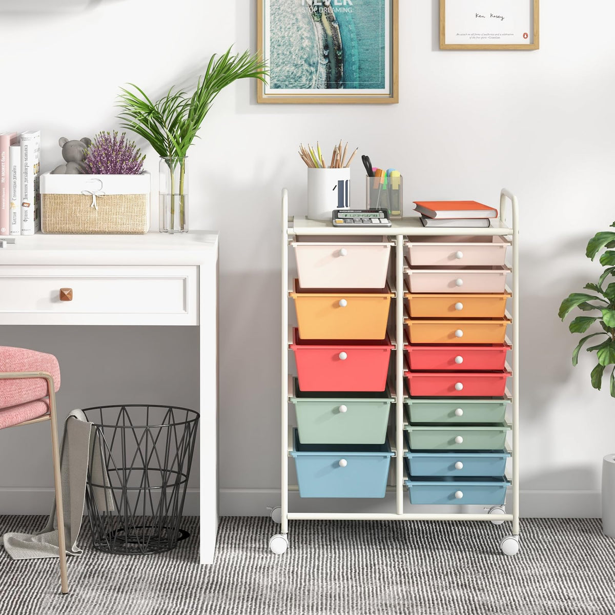 15 Drawer Rolling Storage Cart with Wheels C145