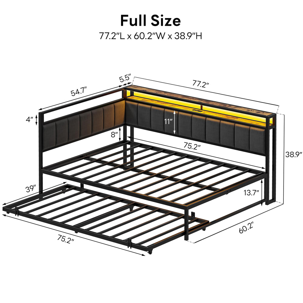 Black Full Daybed with Trundle D3601
