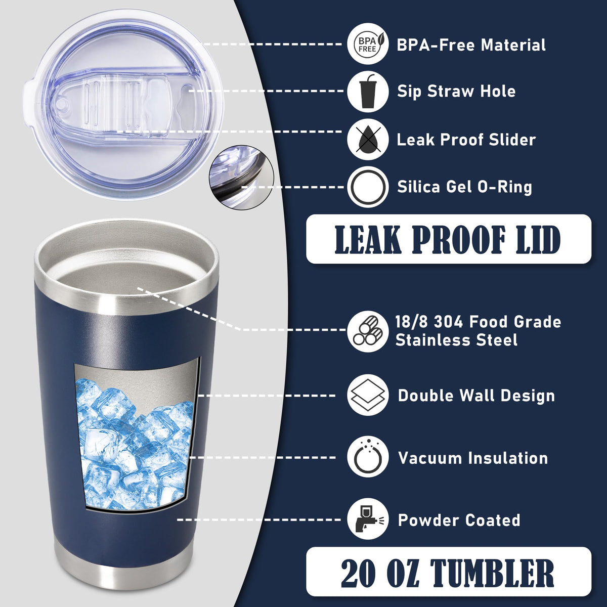 20oz Insulated Stainless Steel Tumbler with Lid V970011