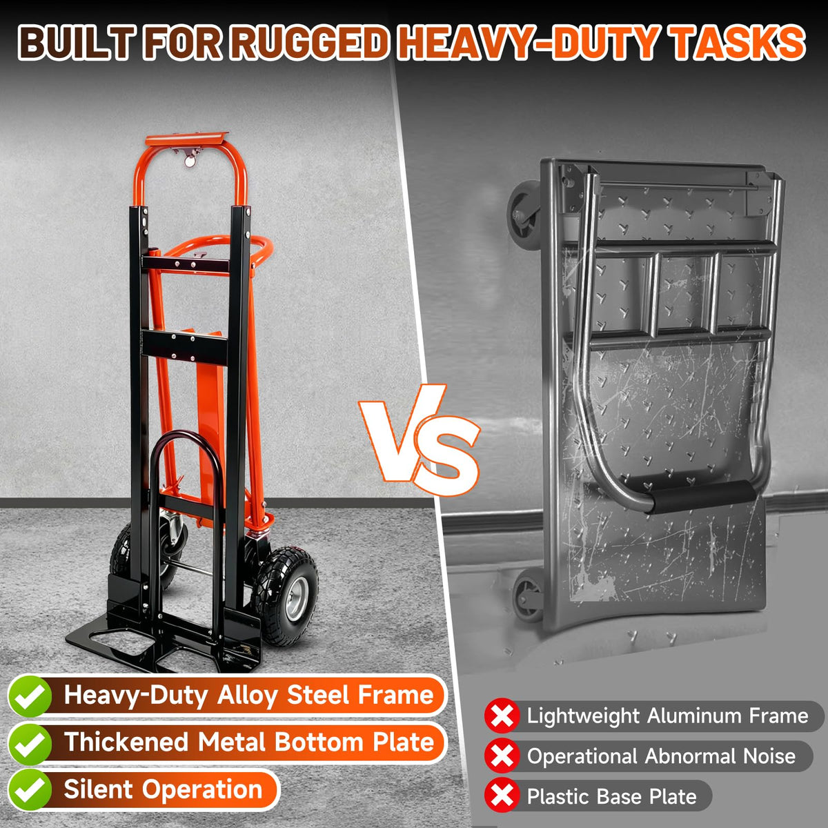 Heavy Duty Convertible Hand Truck with Wheels H611326