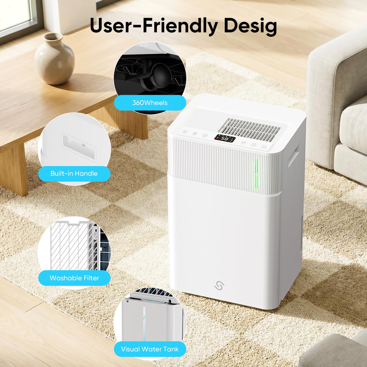 52-Pint 4,500 Sq Ft Dehumidifier with Drain Hose G44878