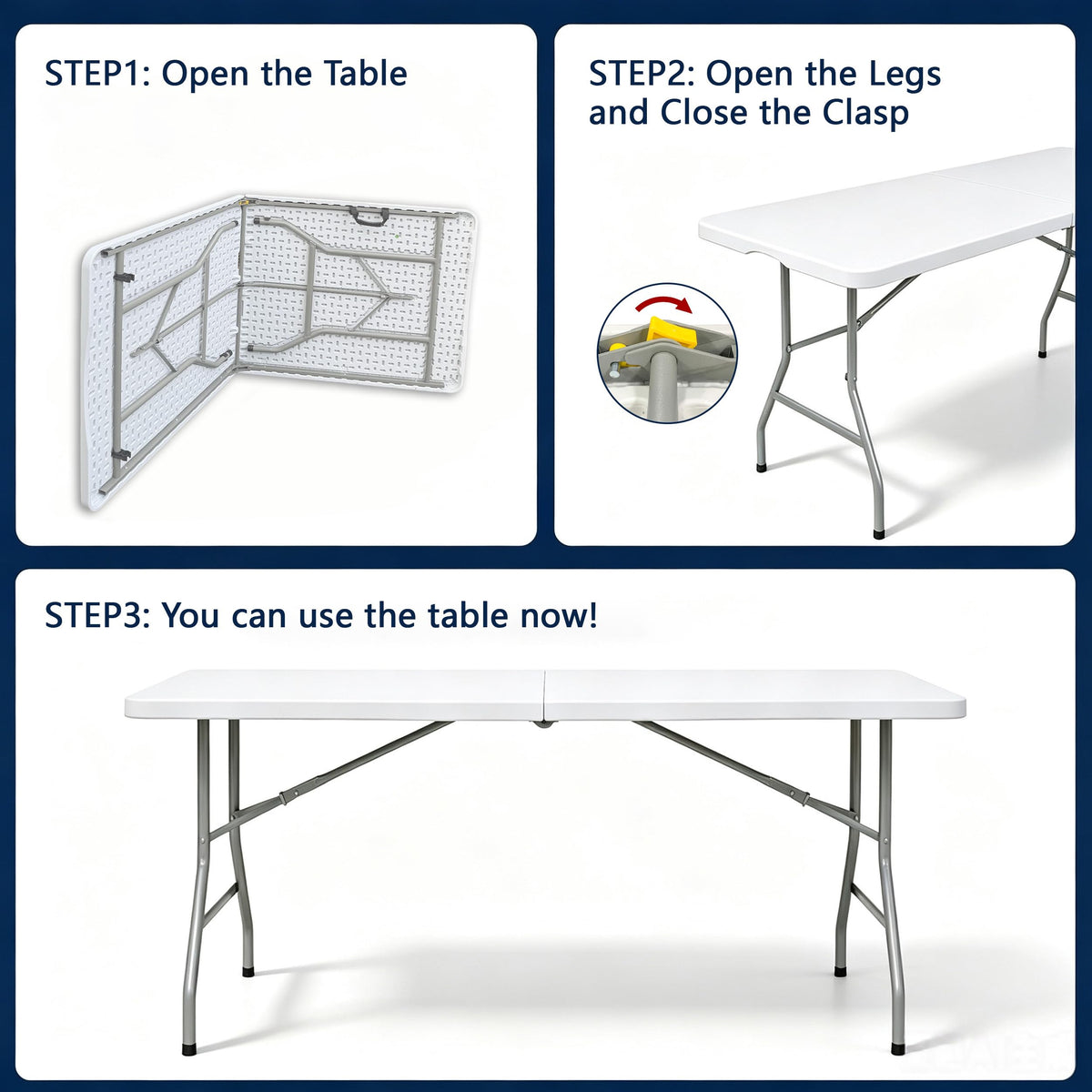 6ft White Folding Table L575