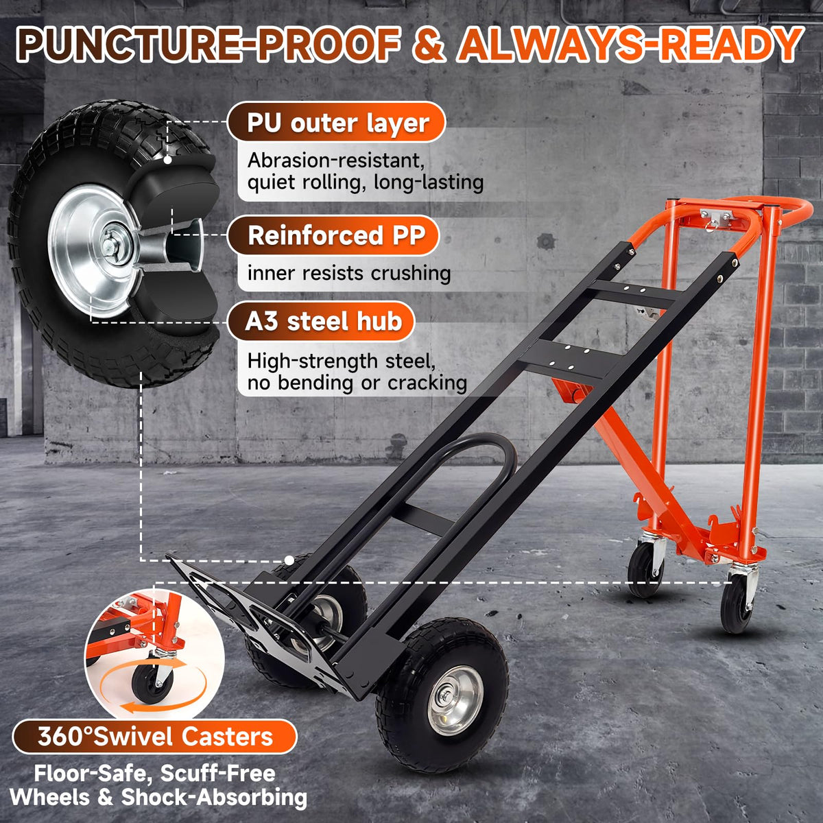 Heavy Duty Convertible Hand Truck with Wheels H611326