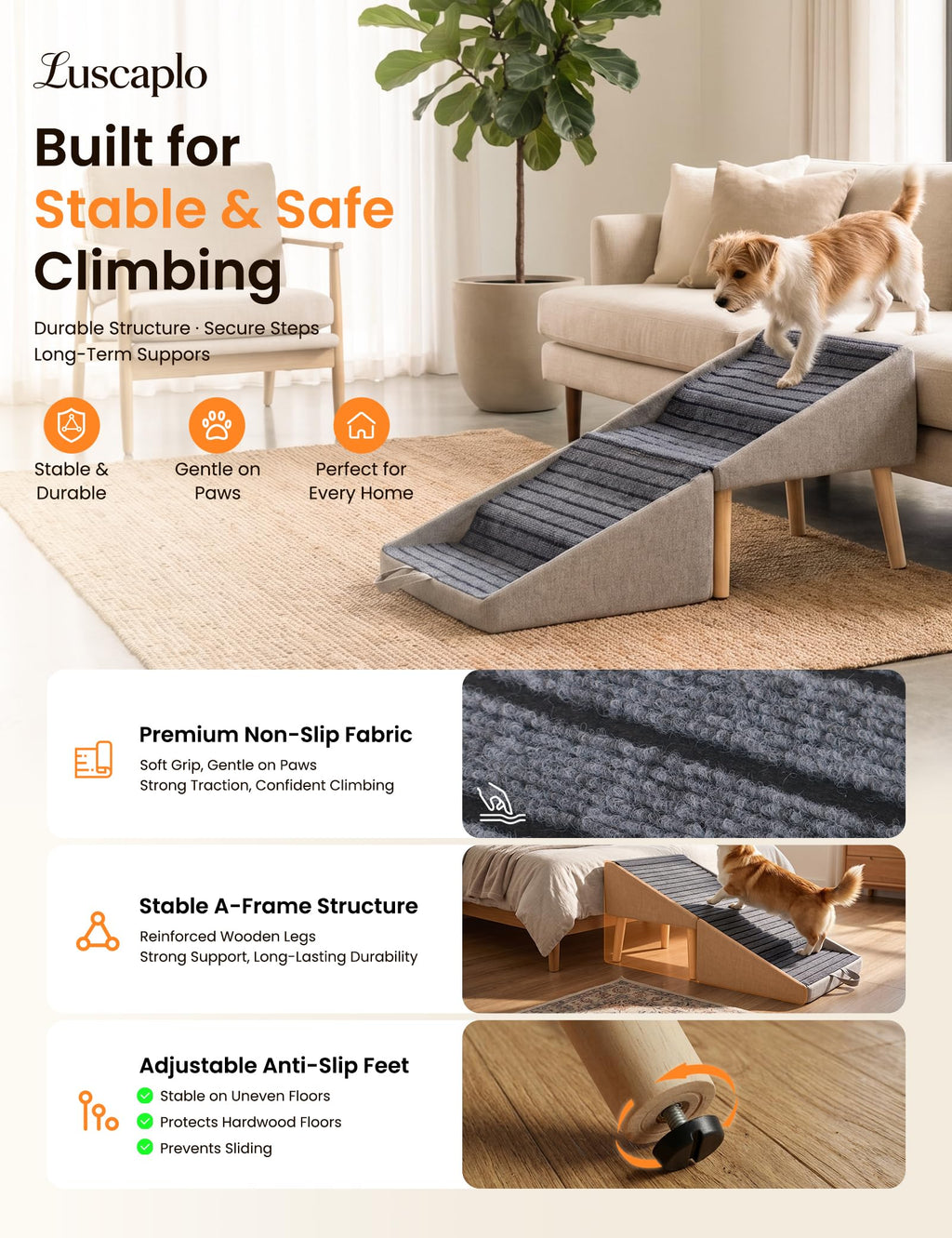 Dog Ramp and Pet Stairs 19" H X206