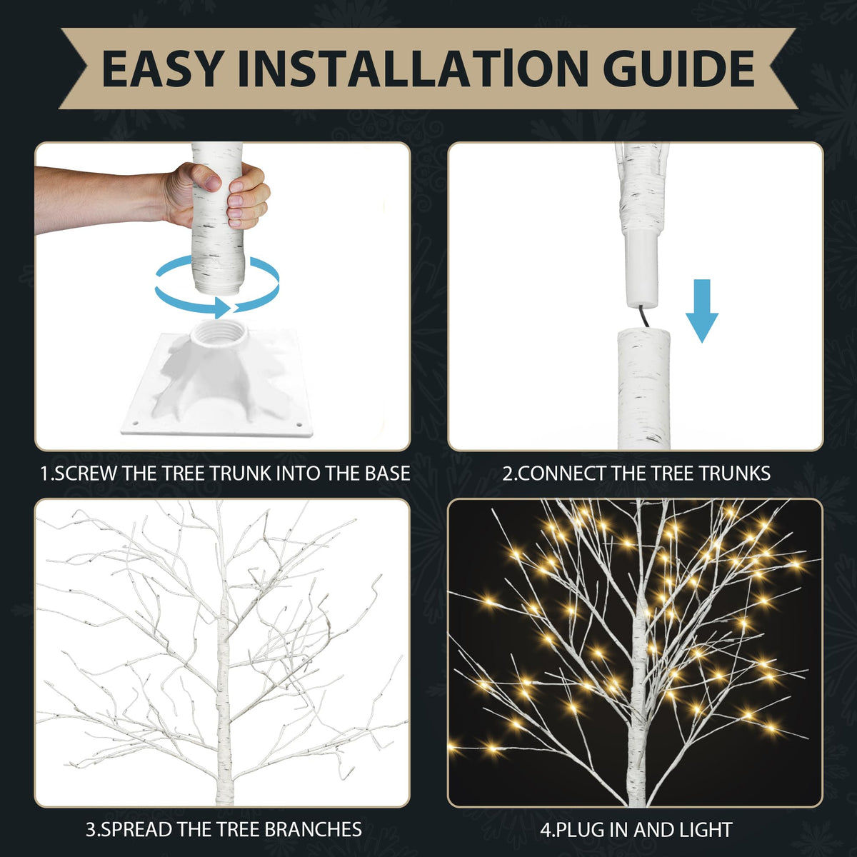 White Birch Tree Set with 246 LED Lights M666