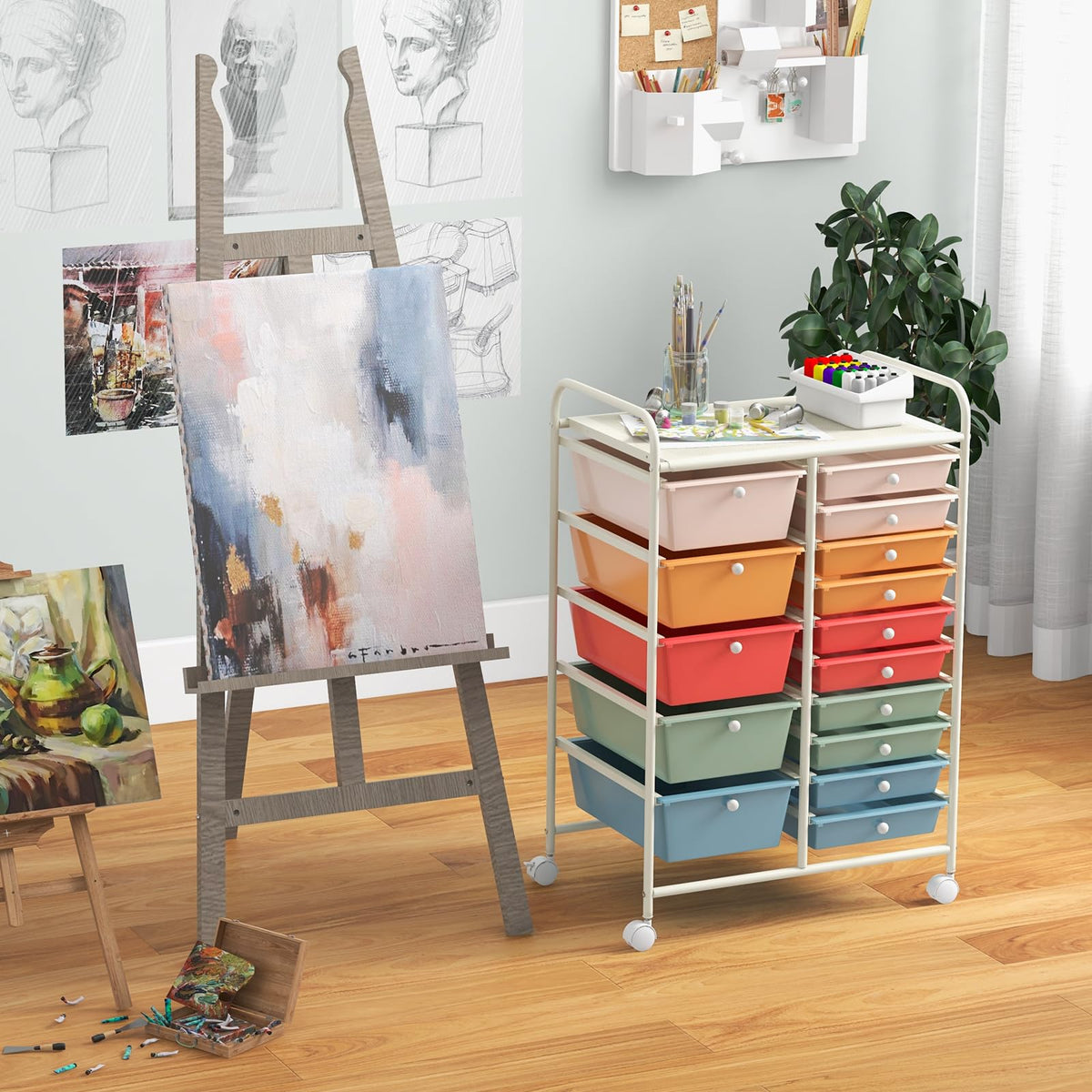 15 Drawer Rolling Storage Cart with Wheels C145