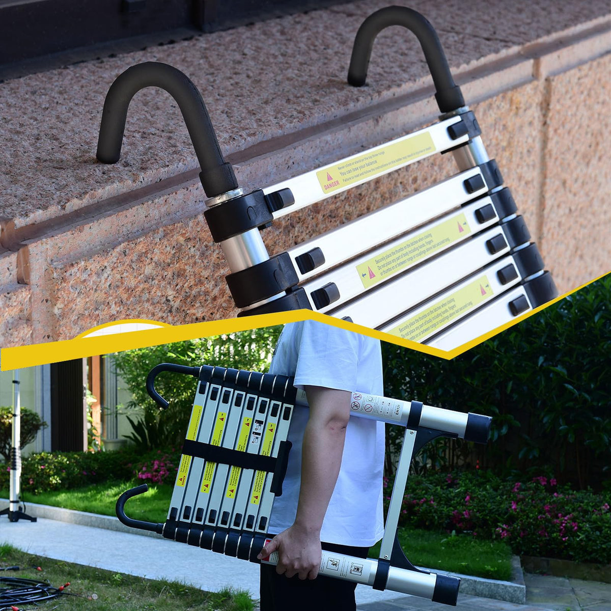 8.5 FT Aluminum Telescoping Ladder 330lbs C732784