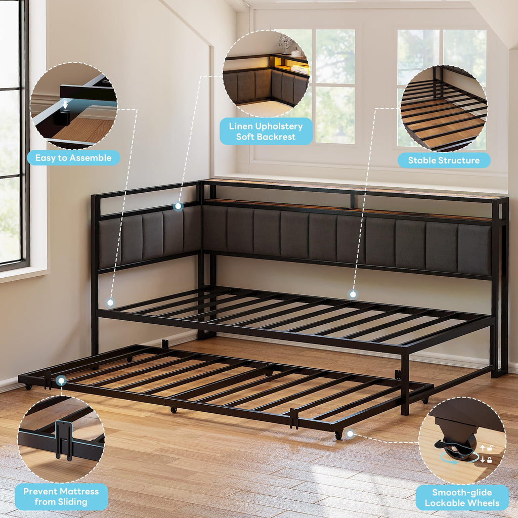 Black Full Daybed with Trundle D3601