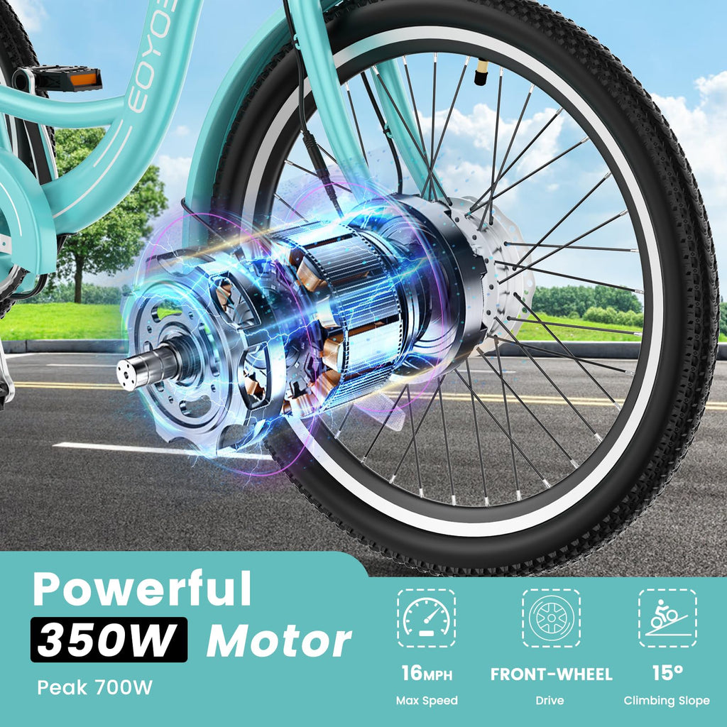 24/26 Inch 350W Electric Tricycle with Removable 36V Battery and Rear Basket O811543