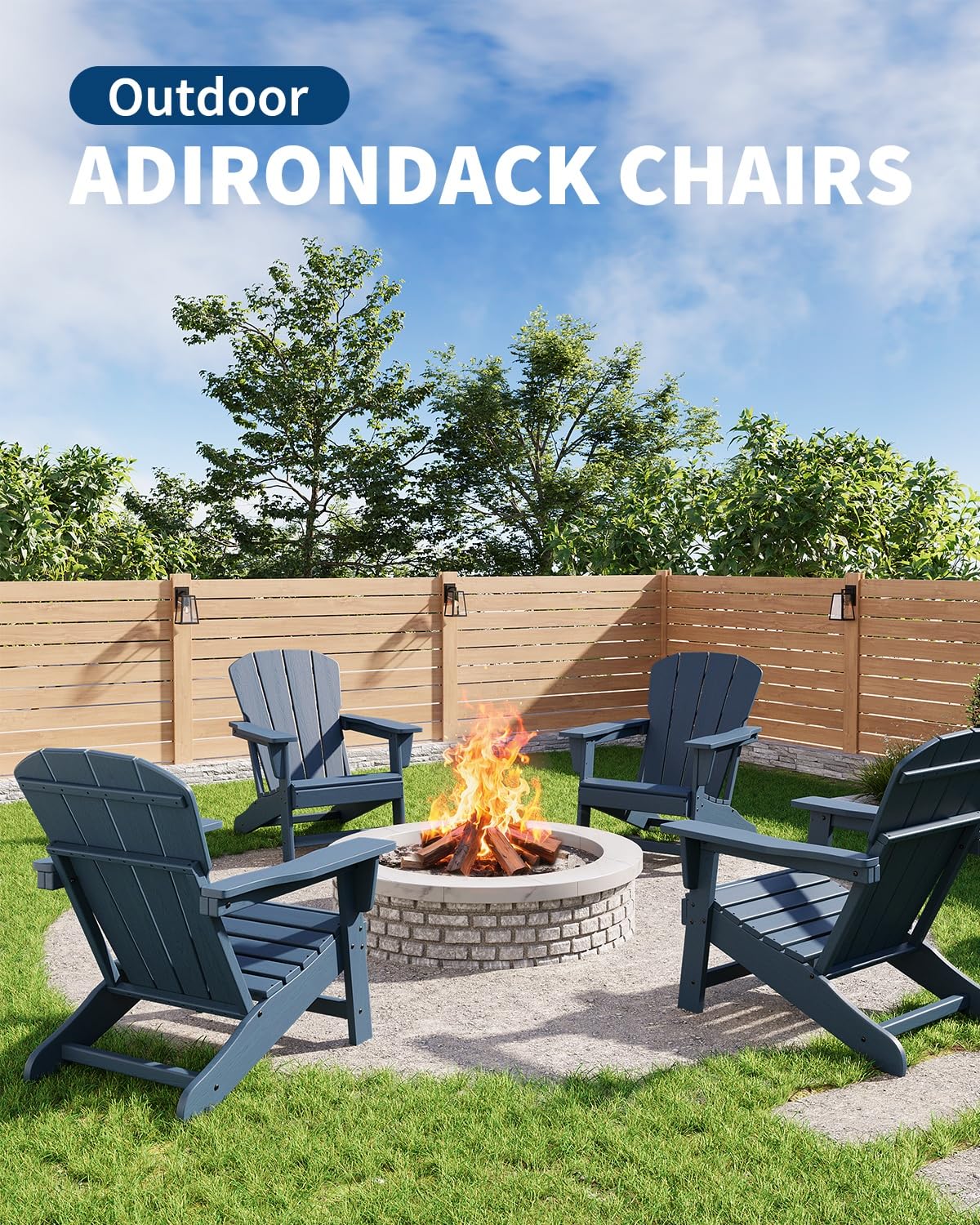 Oversize Navy Blue HDPE Plastic Adirondack Chair G32512