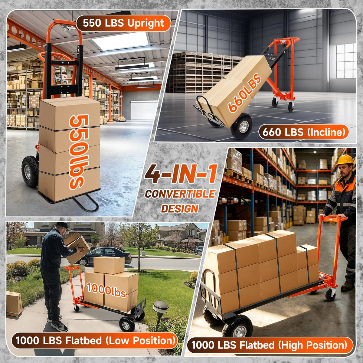 Heavy Duty Convertible Hand Truck with Wheels H611326