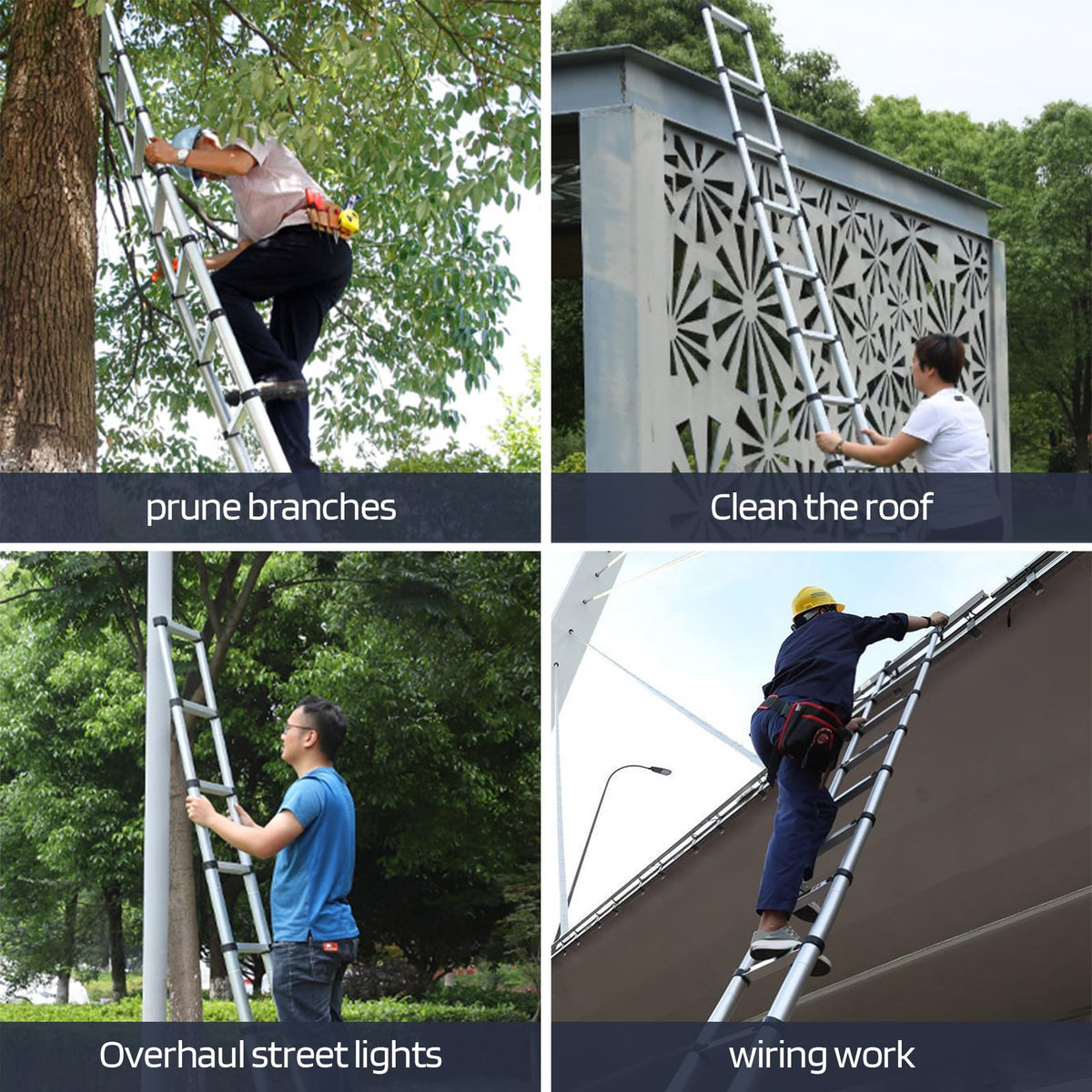 Telescoping Stainless Steel Extension Ladder 330 lbs B8163