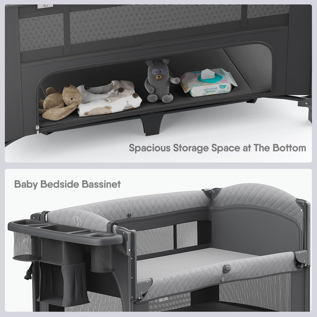 Baby Bassinet, Pack n Play, Bedside Crib Sleeper, Diaper Changer U25331