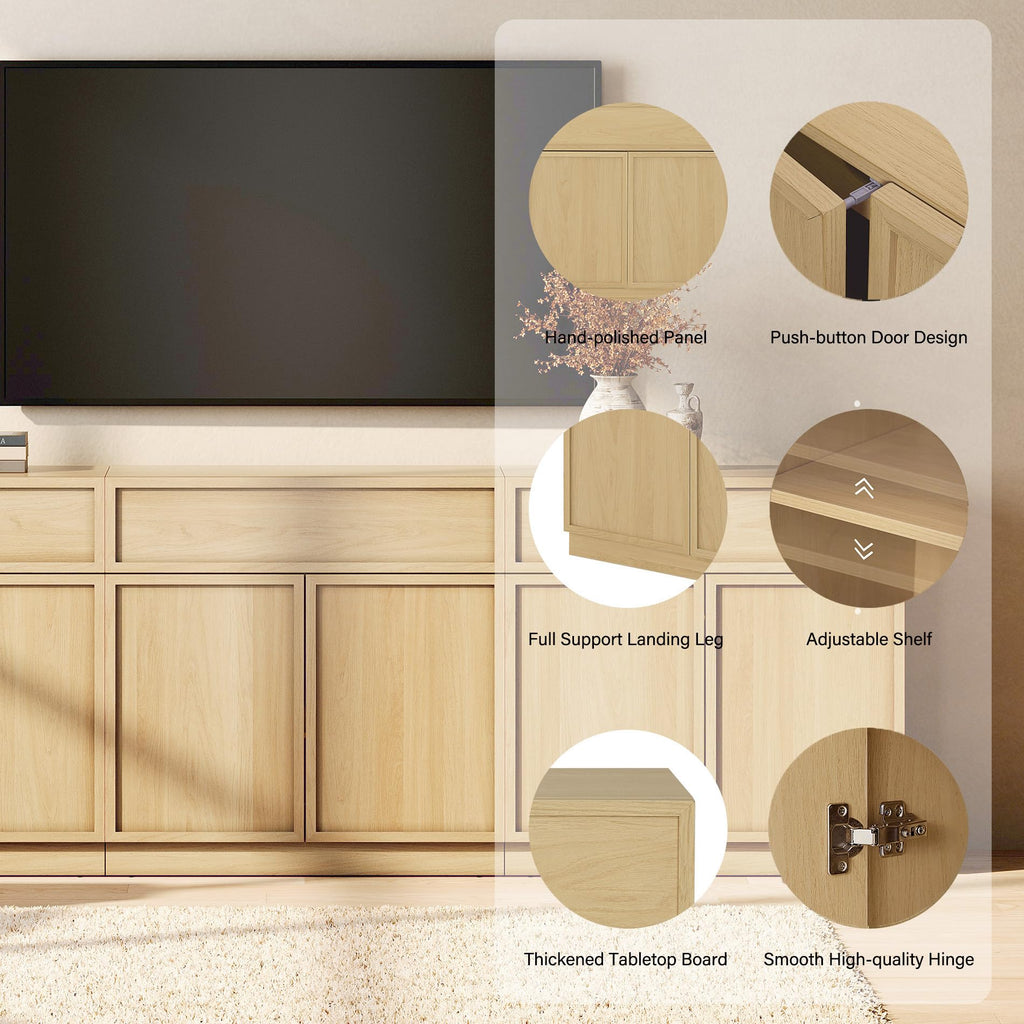 Oak TV Stand with 8 Doors and Drawers J4462