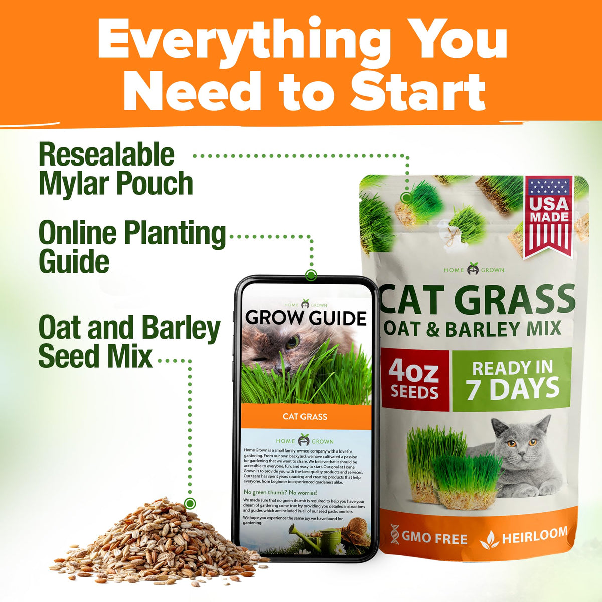 Cat Grass Seeds 4 oz Oat & Barley Mix A863