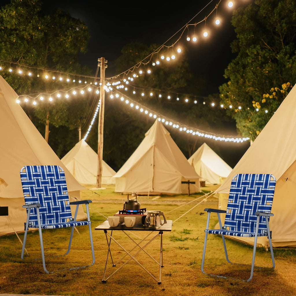 Set of 2 Blue Webbed Folding Camping Chairs M413