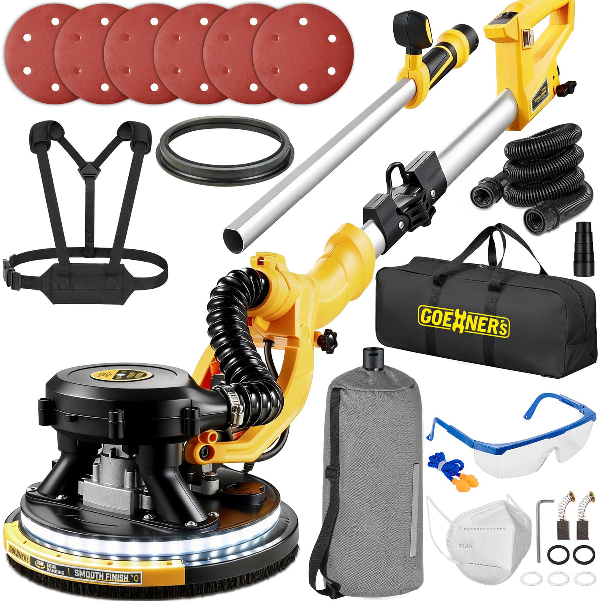 950W Electric Drywall Sander with Vacuum Dust Collector W51412