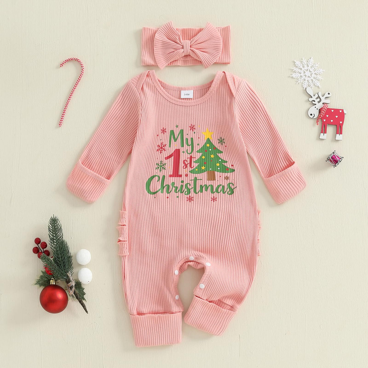 Christmas Tree Long Sleeve Romper Jumpsuit R525
