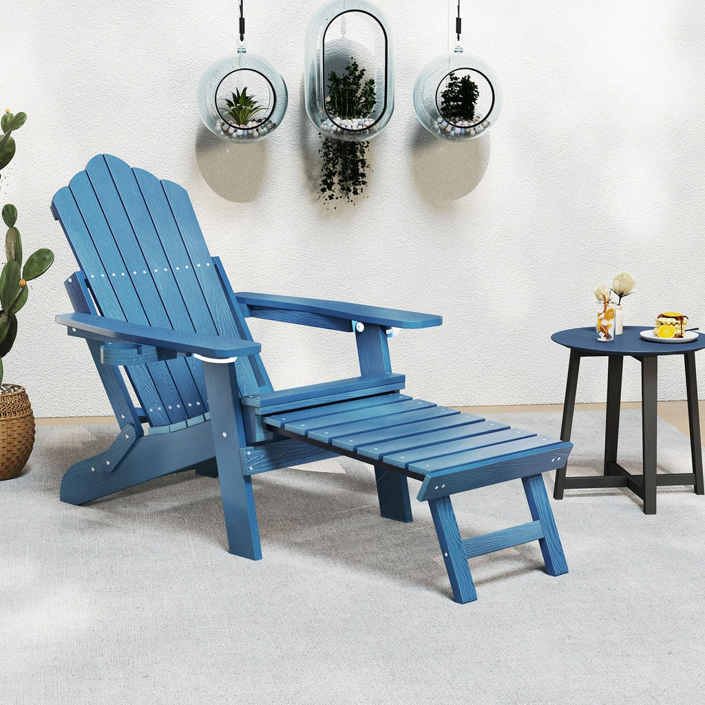 Folding Adirondack Chair with Adjustable Backrest and Ottoman D37199