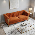 Orange Velvet 3-Seater Sofa S42998