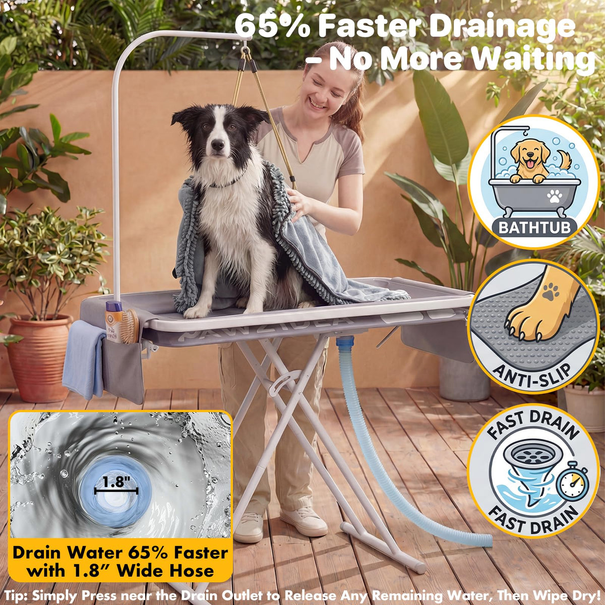 2-in-1 Dog Bathtub & Grooming Table P4362
