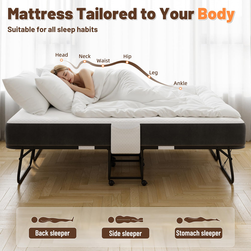 Full Size Folding Bed with Memory Foam Mattress P436