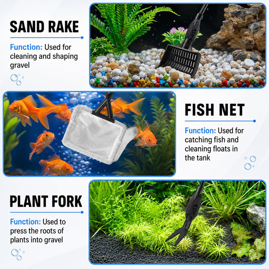 7 in 1 Aquarium Cleaning Kit with Adjustable Long Handle S96149