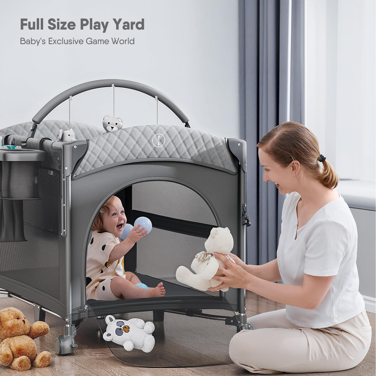 Baby Bassinet, Pack n Play, Bedside Crib Sleeper, Diaper Changer U25331