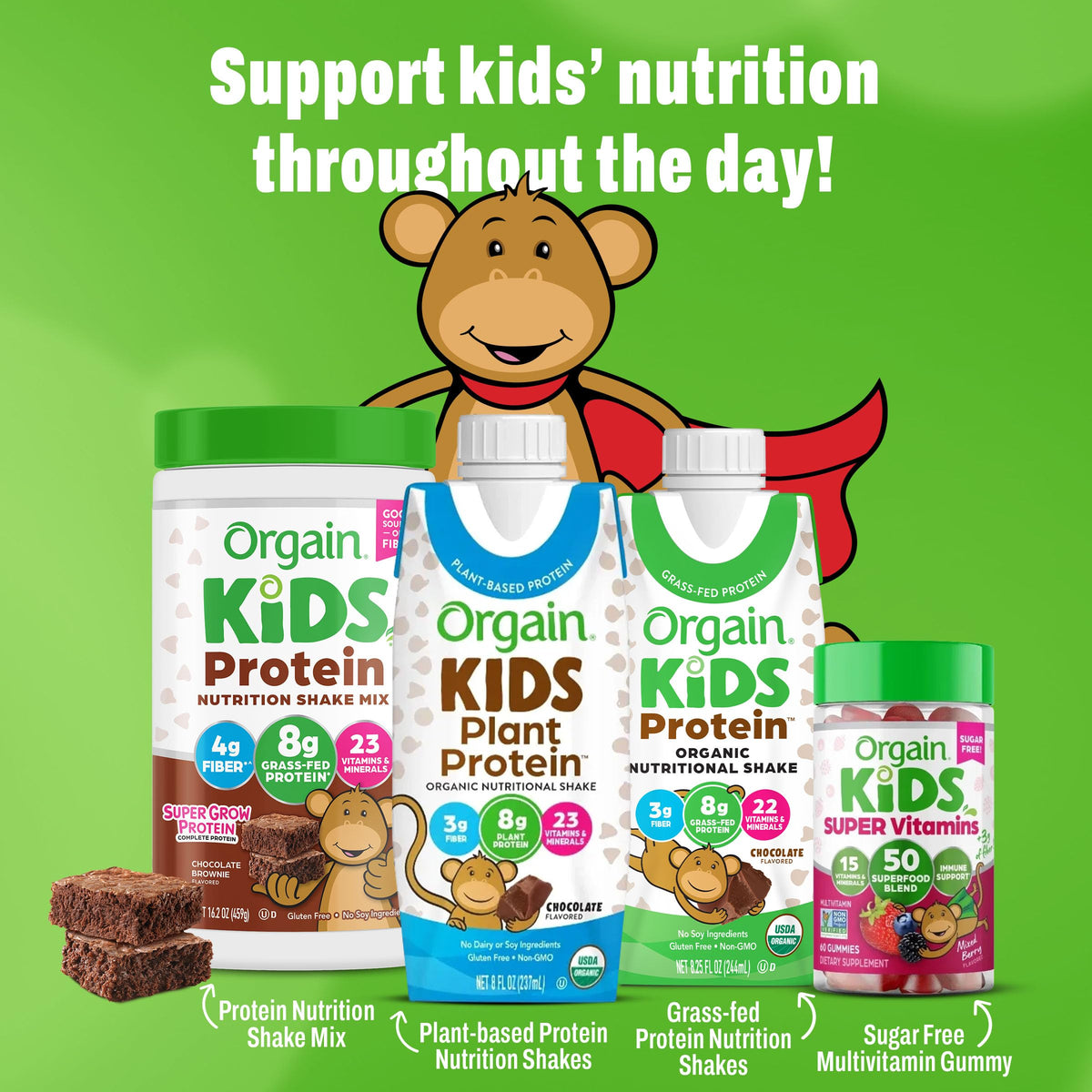 Organic Vegan Kids Protein Shakes Chocolate 8 Fl Oz 12 Pack X5396