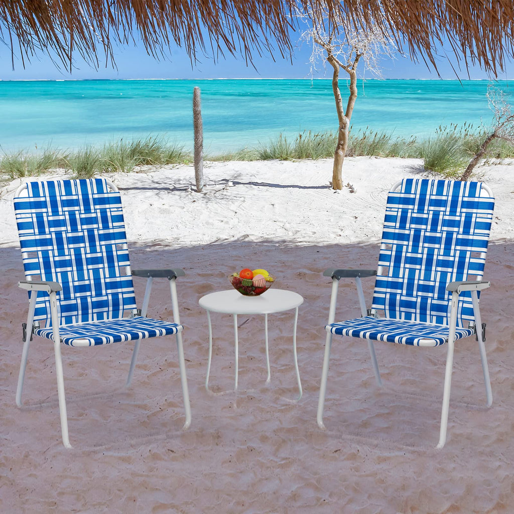 Set of 2 Blue Webbed Folding Camping Chairs M413