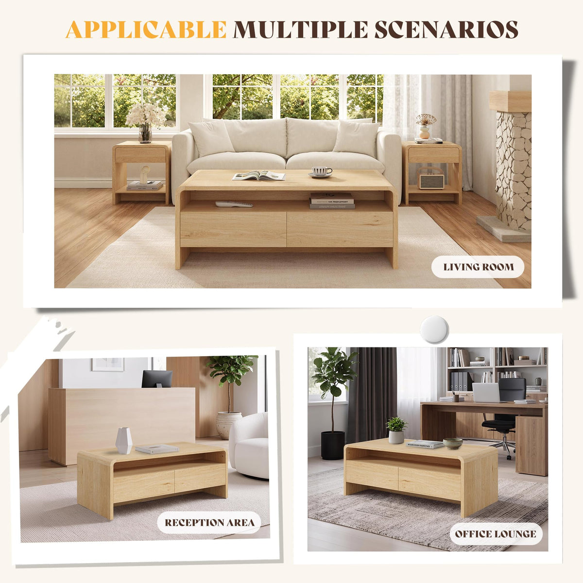 3-Piece Coffee Table Set with 2 End Tables U1554