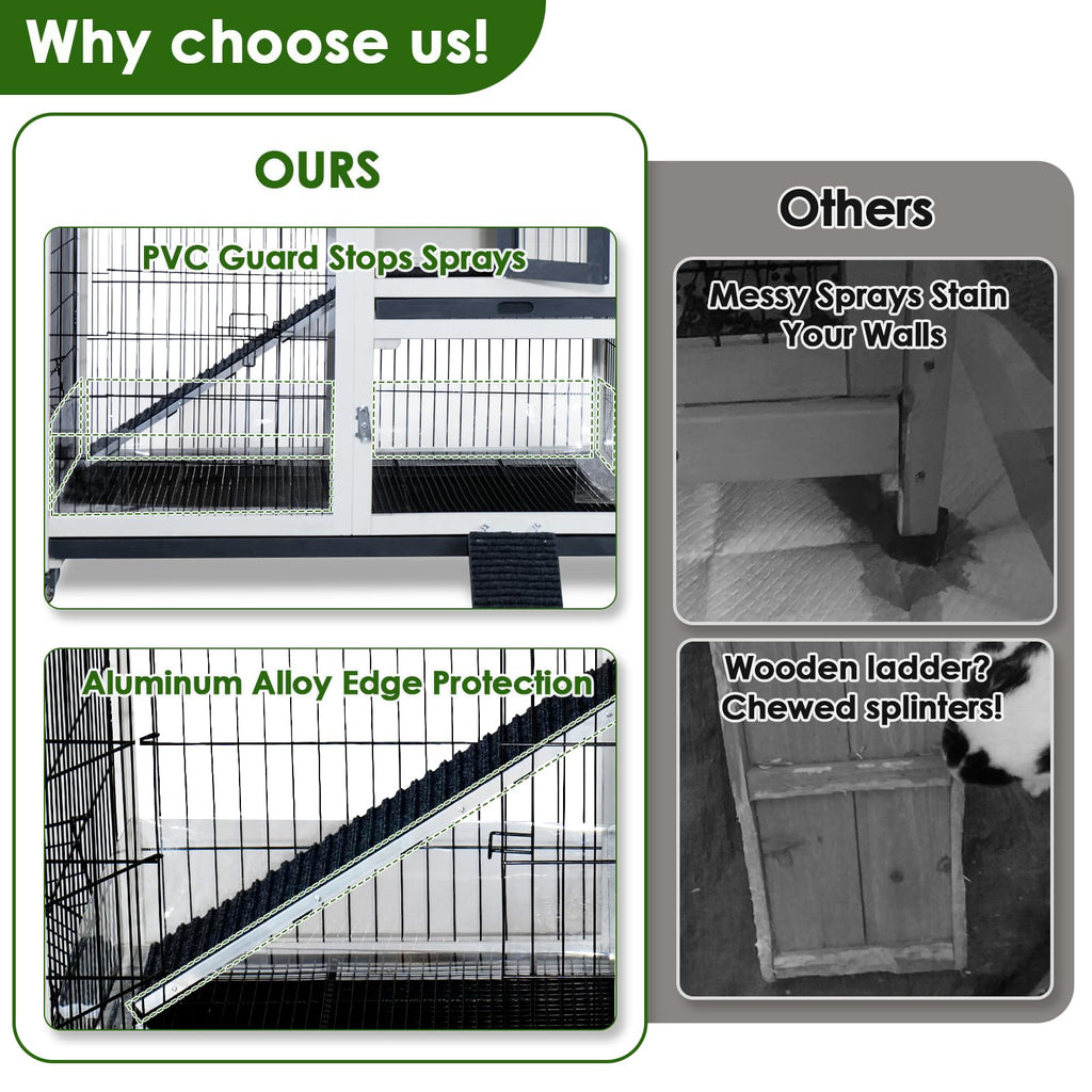 White Indoor Outdoor Rabbit Hutch with Tray B55367