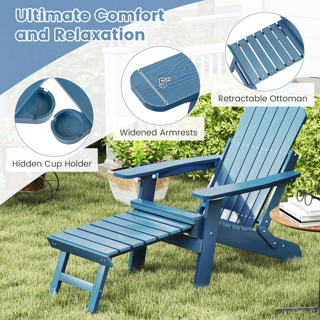 Folding Adirondack Chair with Adjustable Backrest and Ottoman D37199