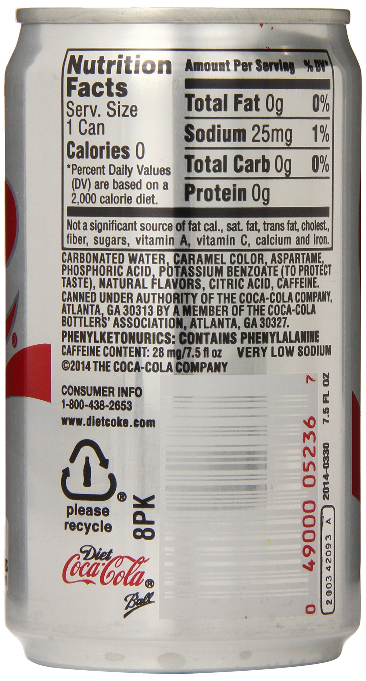 Diet Coke Mini-Cans, 7.5 fl oz (Pack of 24) L242